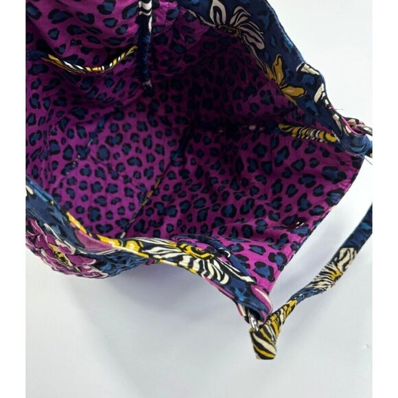 Vera Bradley Purse Shoulder Bag African Violet Pattern Quilted Blue - Picture 8 of 11